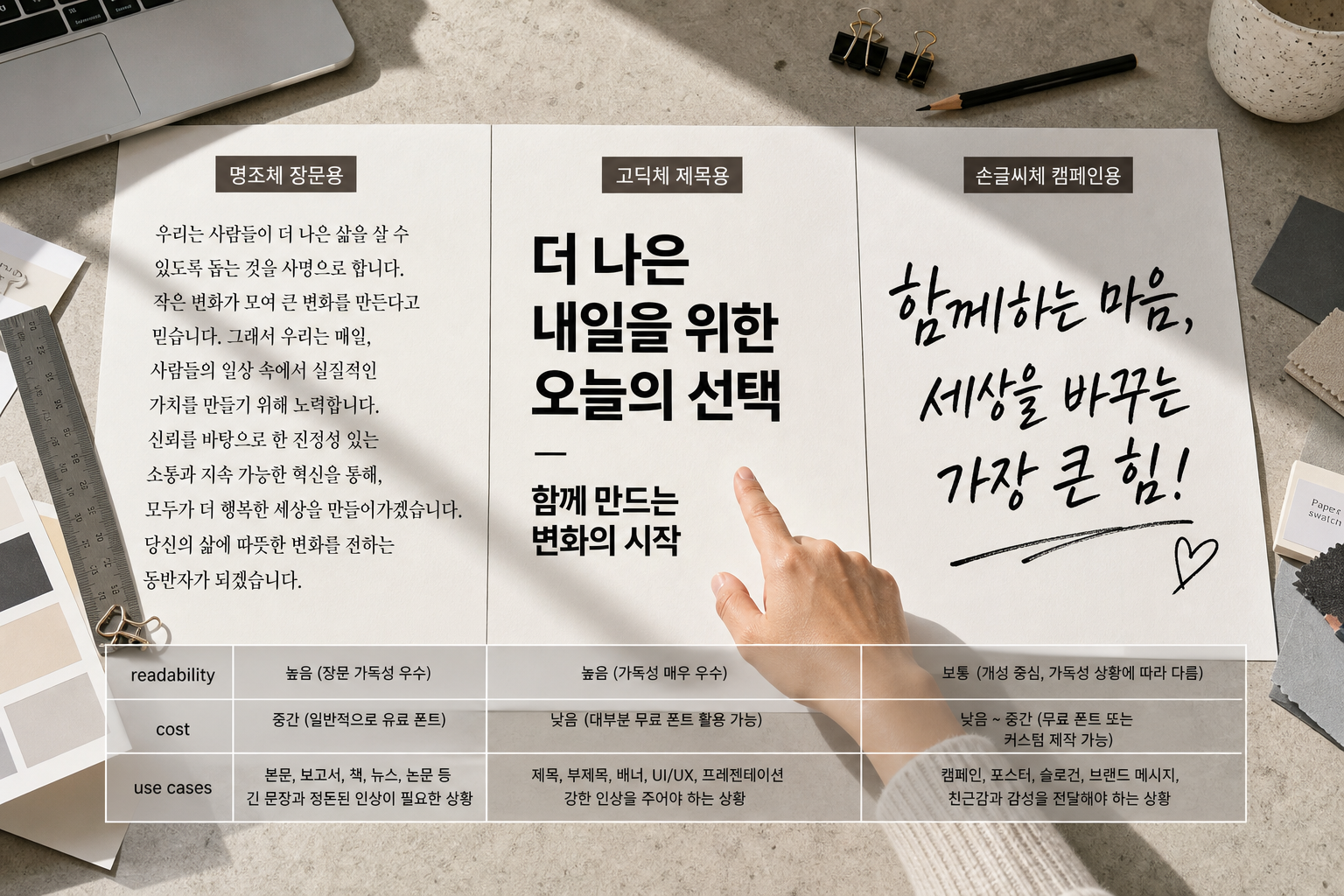 서체 종류별 특징과 프로젝트에 맞는 선택 기준