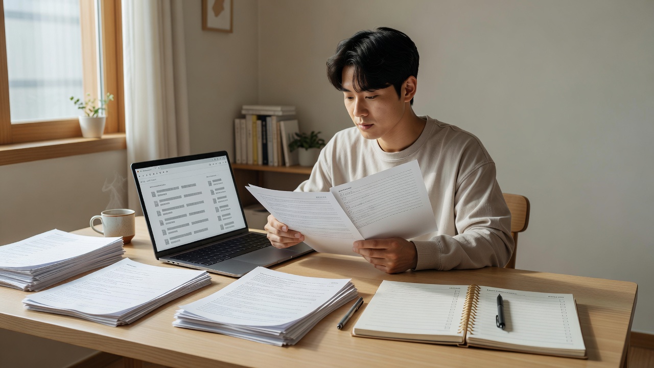 한글 폰트 라이선스 체크리스트를 확인하는 모습
