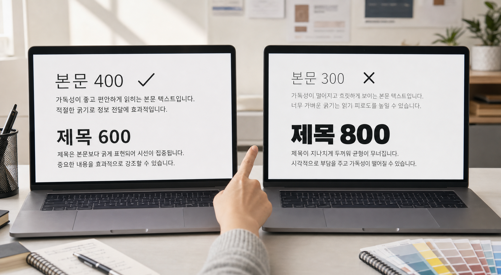 2025년 웹 프로젝트에 적합한 한글 폰트 굵기 선택 기준